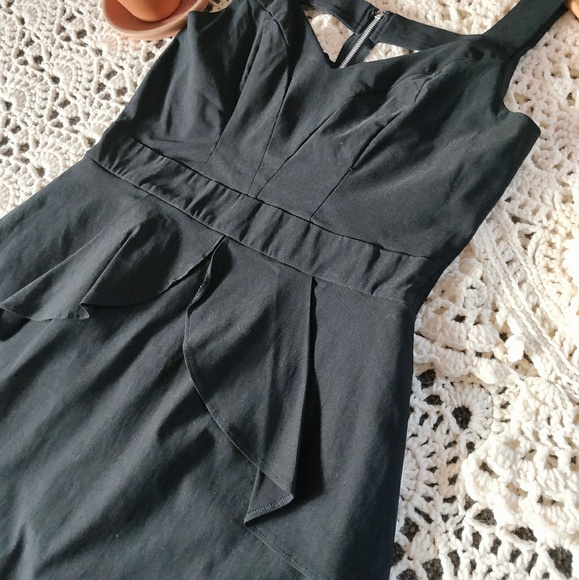 Paper Doll - Black Peplum Midi Dress - Size 13 - Picture 3 of 6